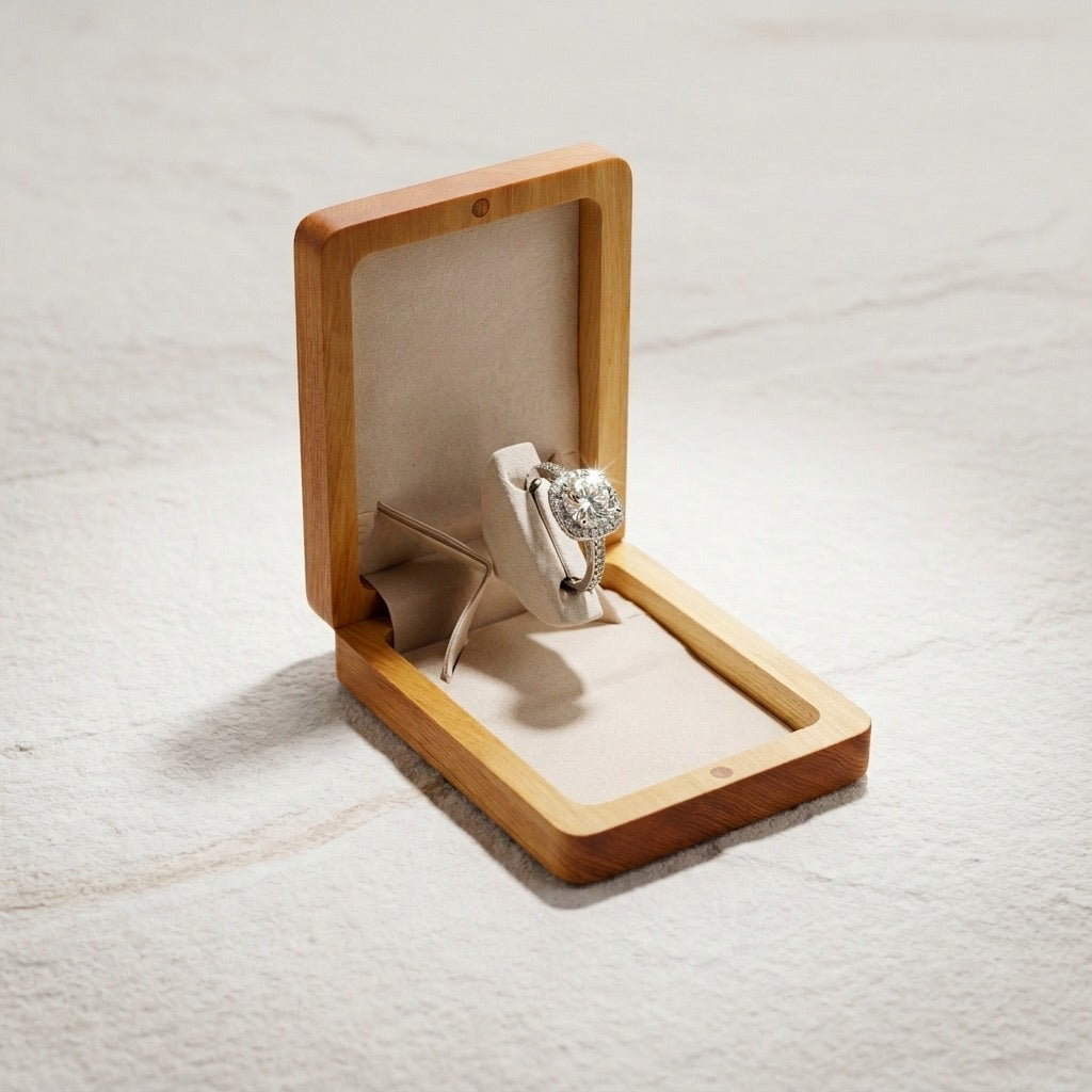 Huon Pine Rectangle Ring Box Beige