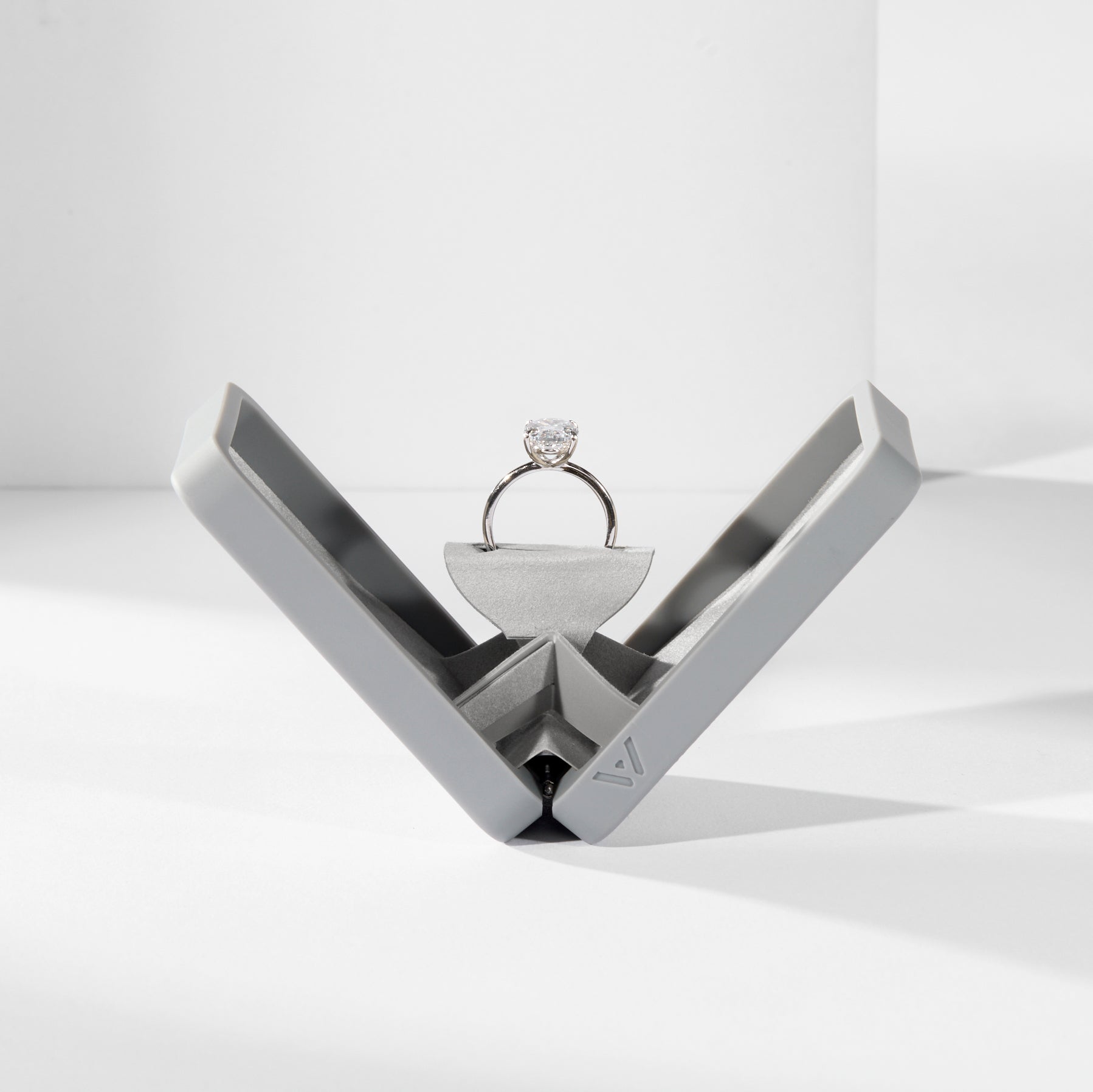 Grey Italian Leather Engagement Box