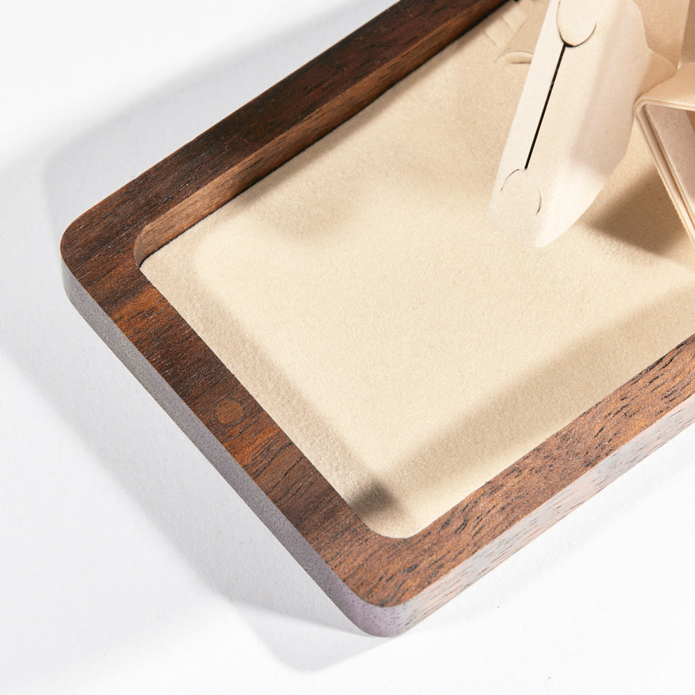 Walnut Engagement Ring Box Beige