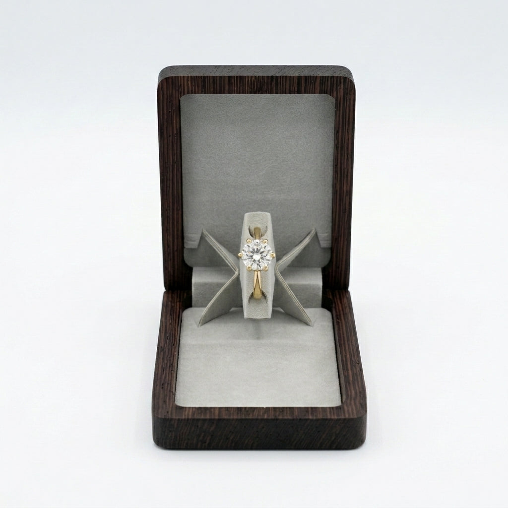Wenge Rectangle Ring Box Grey