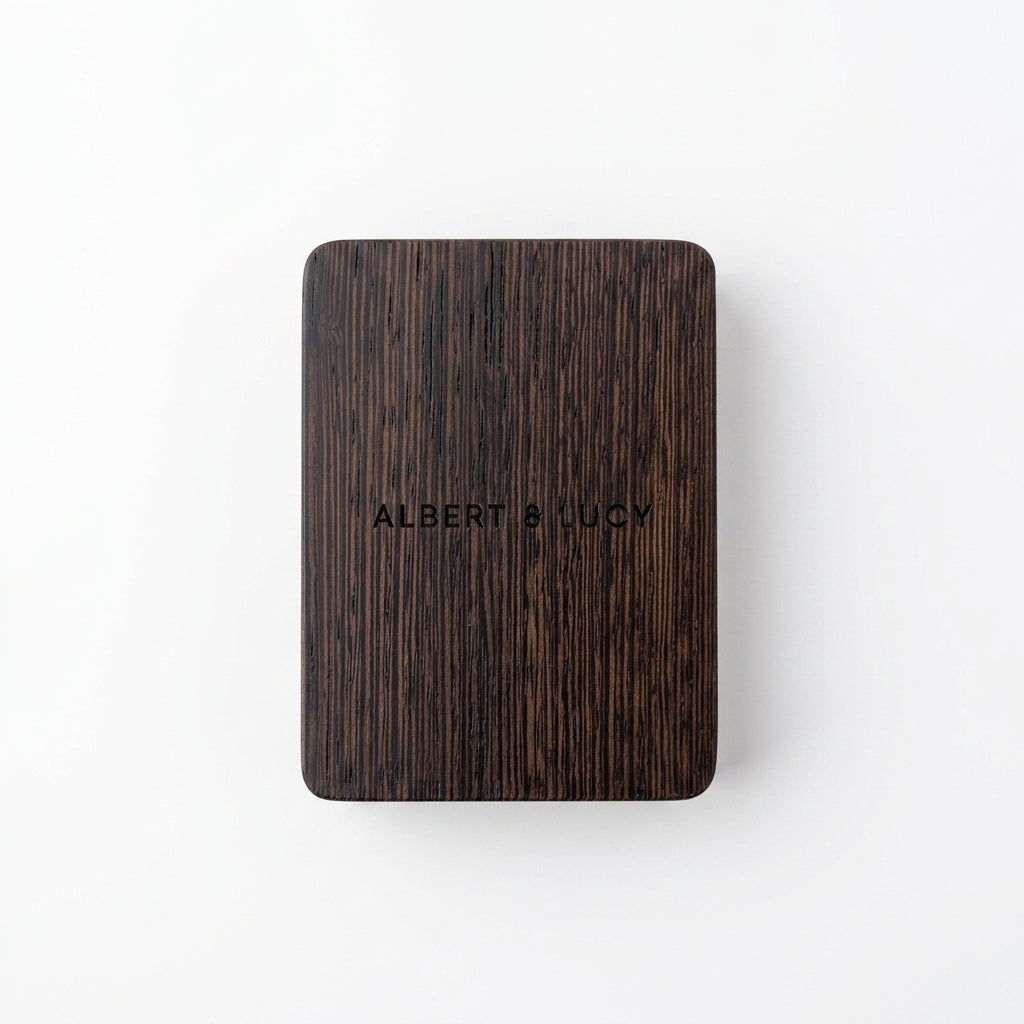 Wenge Rectangle Ring Box Grey