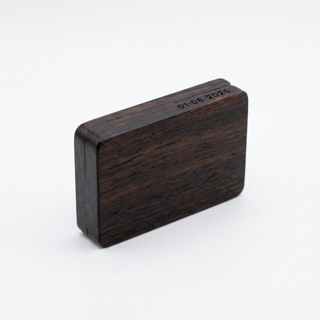 Wenge Rectangle Ring Box Grey