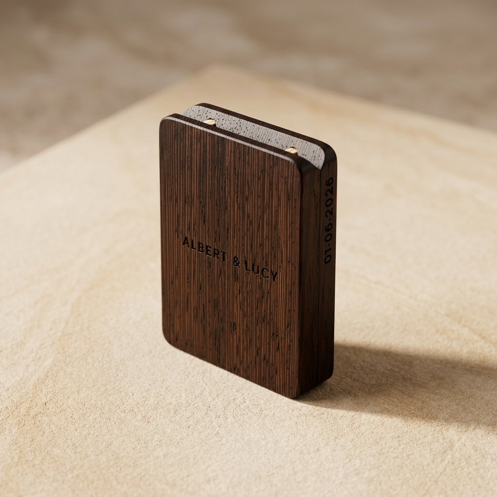 Wenge Rectangle Ring Box Grey