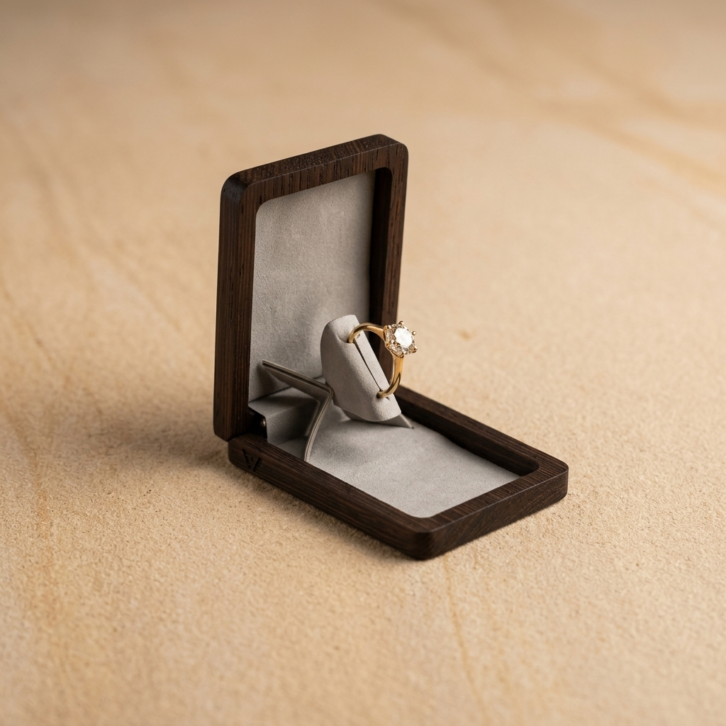 Wenge Rectangle Ring Box Grey