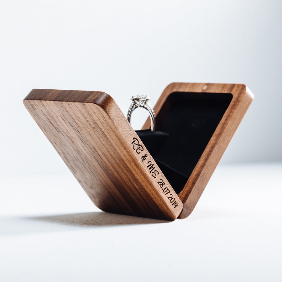 belladora-ring-boxes Walnut Engagement Ring Box Classic