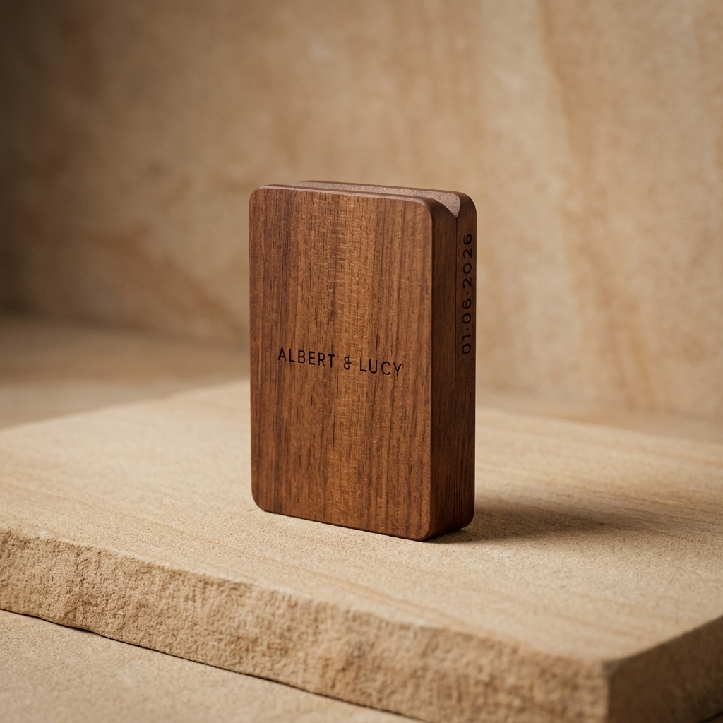 Walnut Rectangle Ring Box Grey