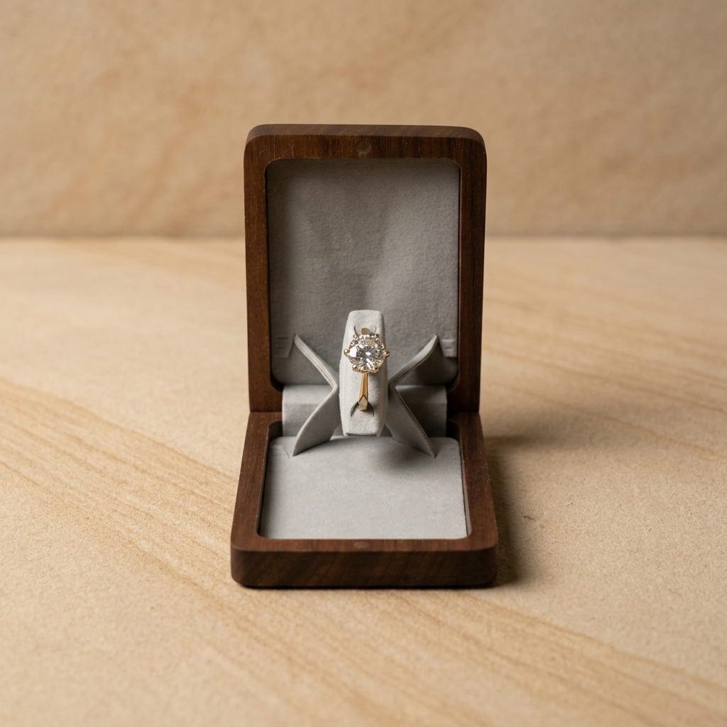Walnut Rectangle Ring Box Grey