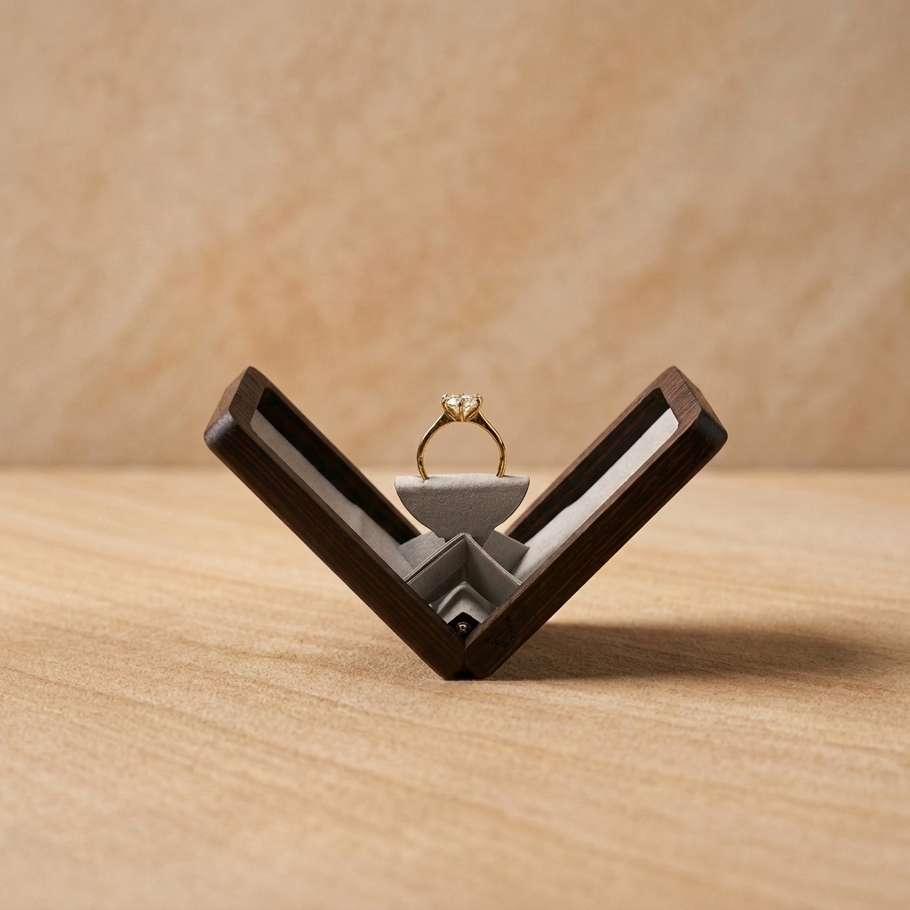 Wenge Rectangle Ring Box Grey