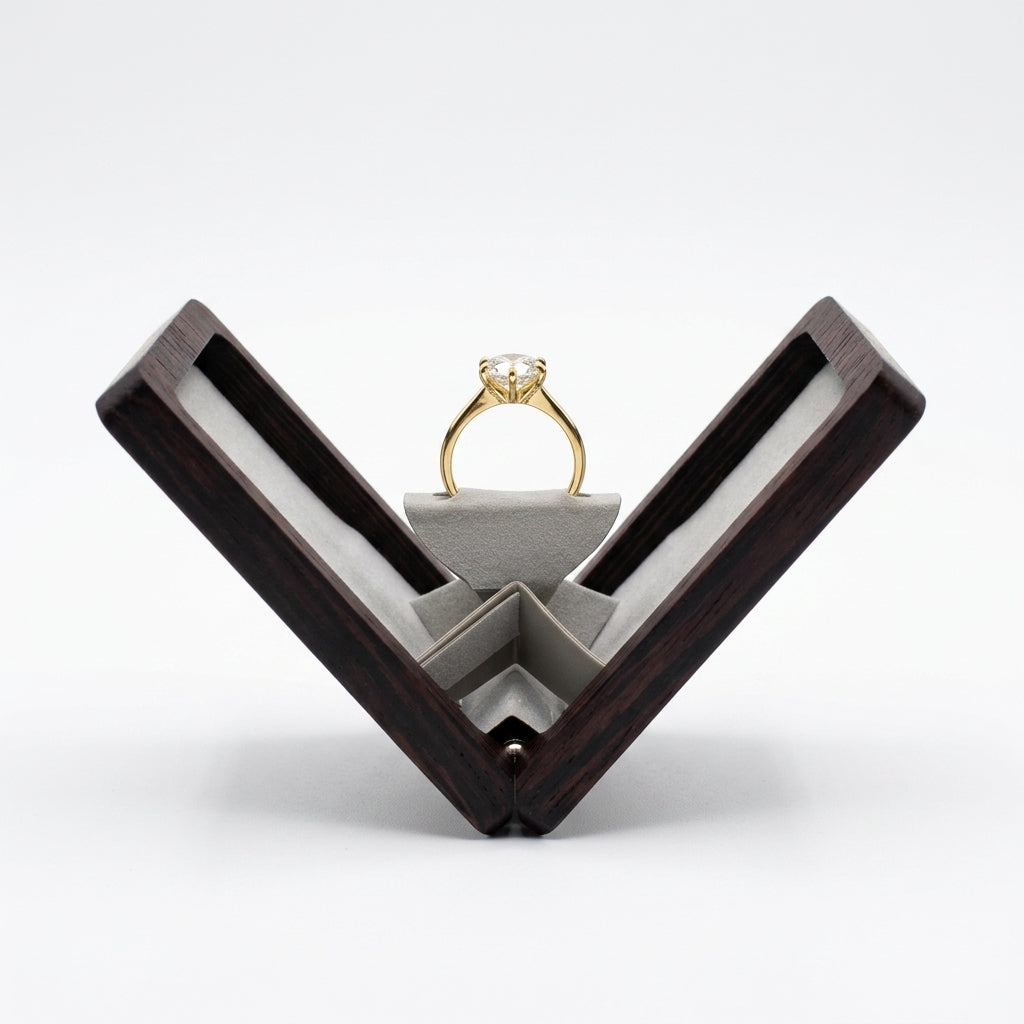 Wenge Rectangle Ring Box Grey