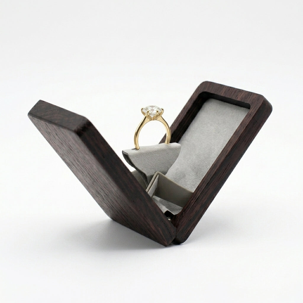 Wenge Rectangle Ring Box Grey
