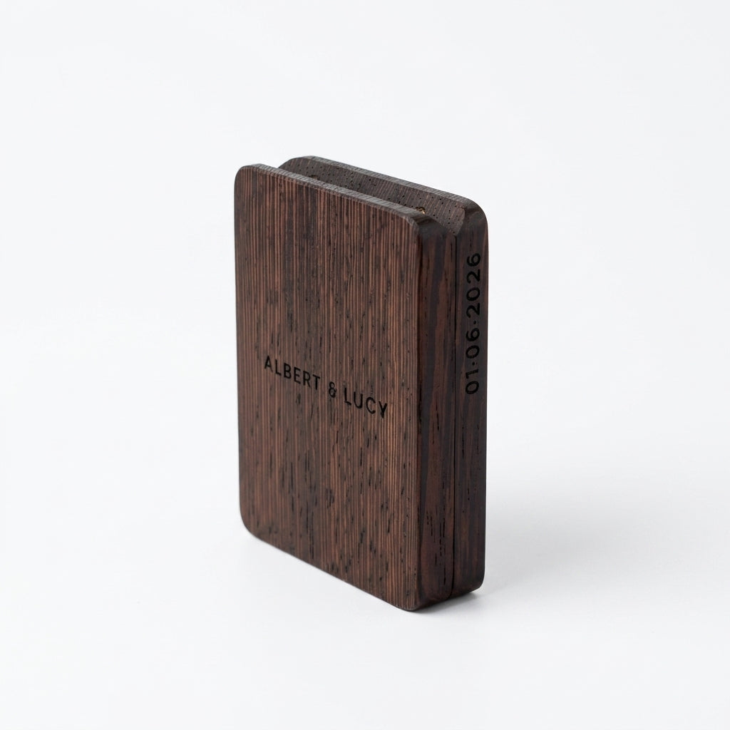 Wenge Rectangle Ring Box Grey