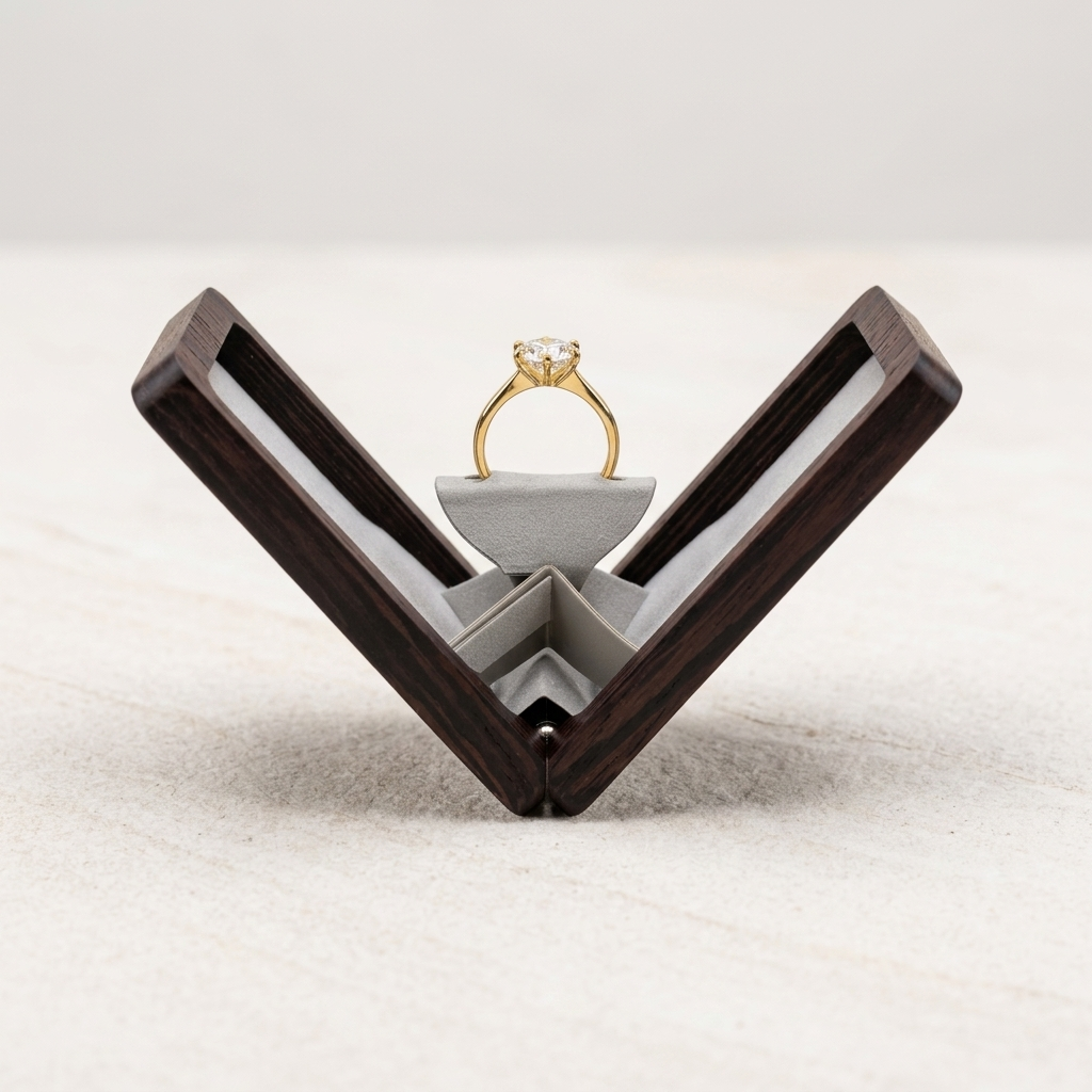 Wenge Rectangle Ring Box Grey