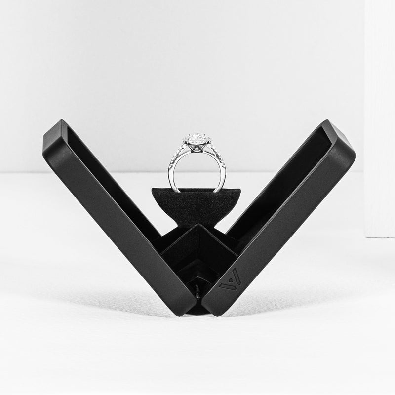 Black Italian Leather Engagement Box