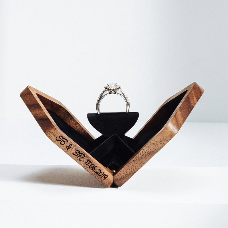 Handmade Engagement Ring Box Walnut Timber Woodsbury